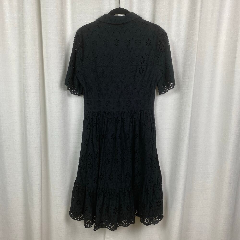 Kate Spade Black Eyelet Flounce Shirt Dress Sz.8 - Picture 9 of 16
